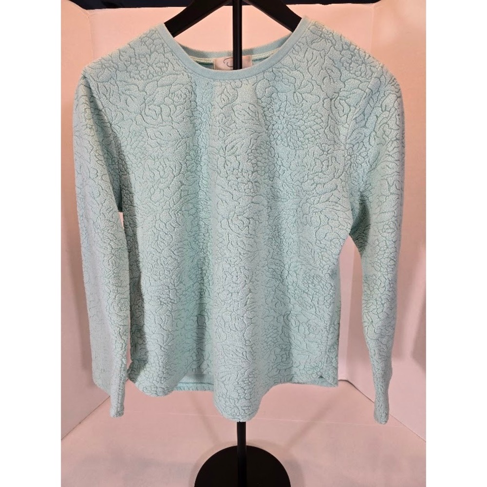 Oscar de la Renta Floral Embossed Pullover Top Long Sleeve Cozy Comfy -‎ Small